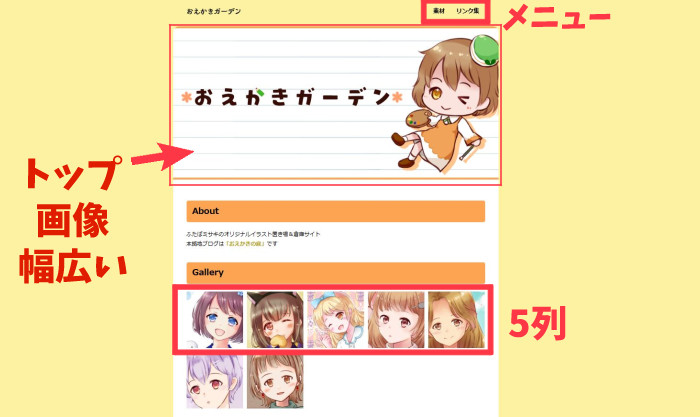 PCで見た個人サイトの画面