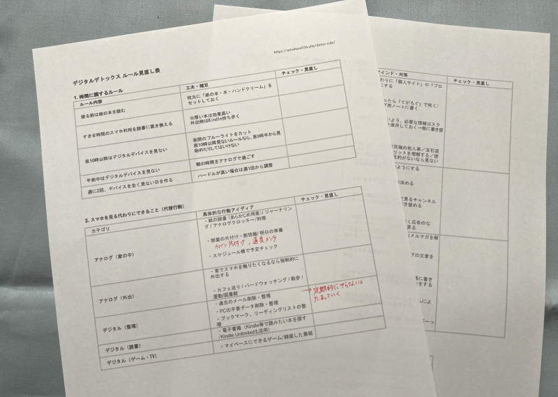 デジタルデトックスのルール見直し表
